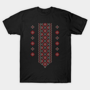 Palestinian Jordanian Arabic Traditional Tatreez Realistic Embroidery Pattern17-drk T-Shirt